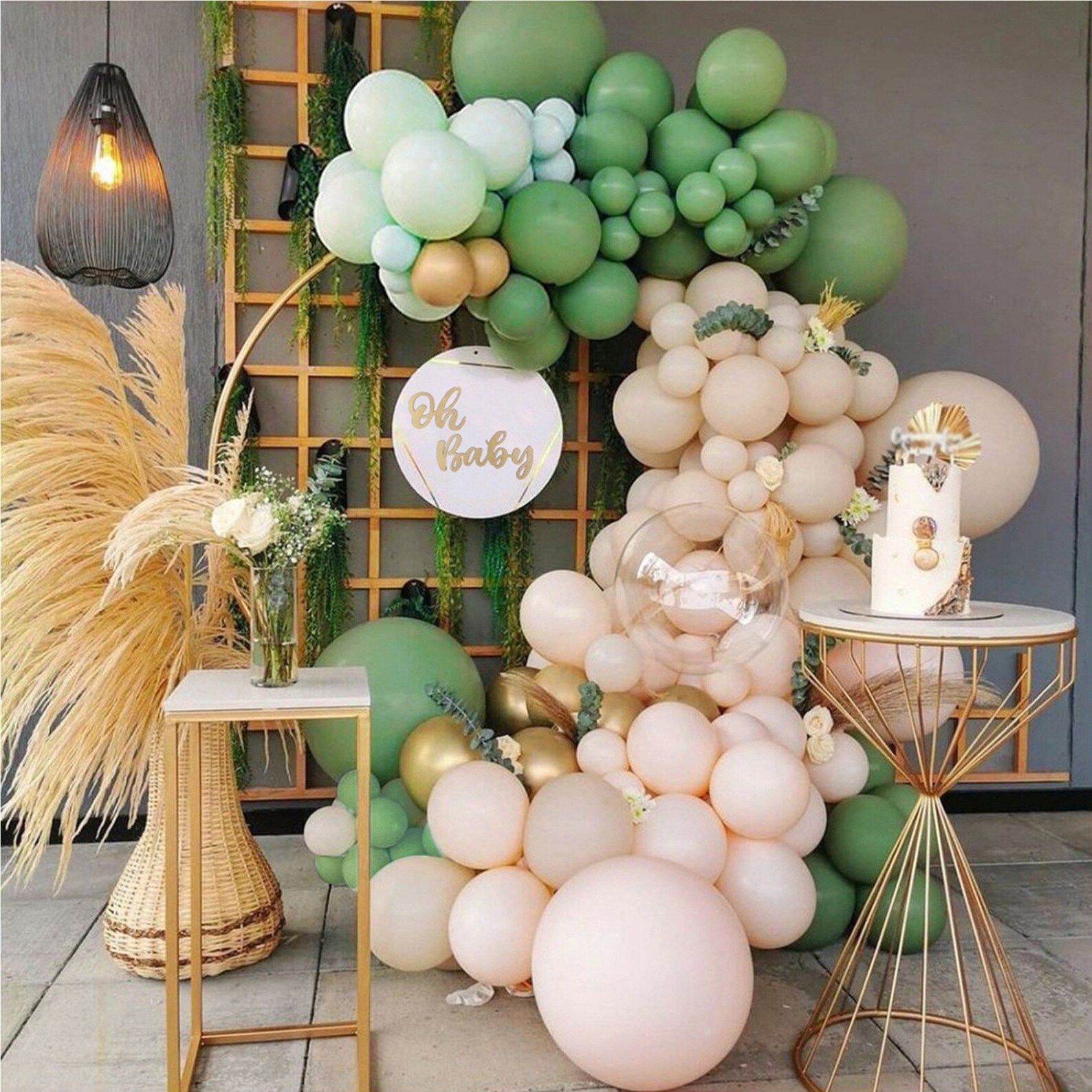 148pcs Retro Sage Green Balloon Garland Arch Kit With Light Etsy