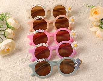 Floral Daisy Girls nom personnalisé lunettes de soleil, cadeau enfant en bas âge, cadeau enfants, lunettes de soleil personnalisées enfants, lunettes de soleil cadeau d'anniversaire
