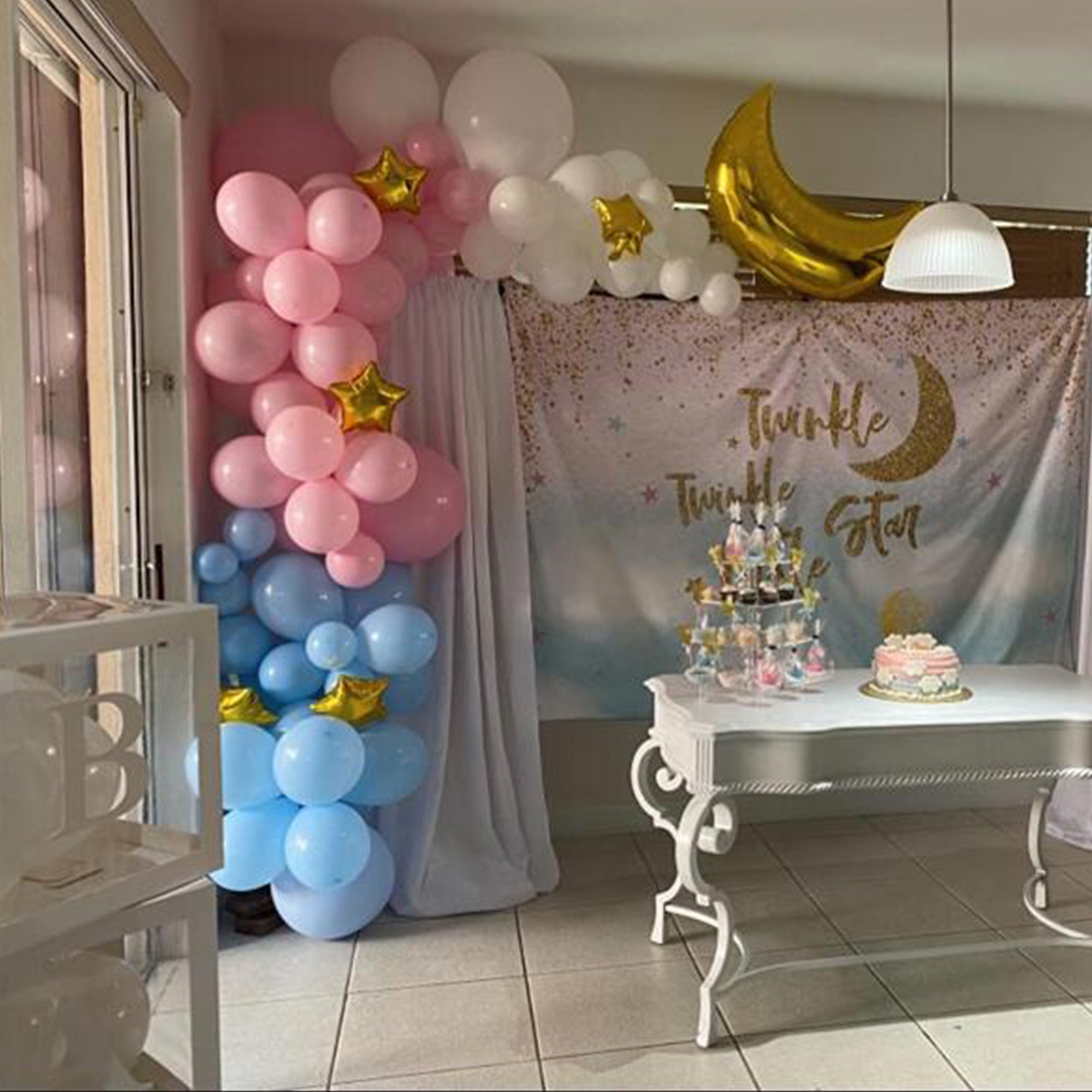 119Pcs Gender Reveal Balloon Garland Arch Kit Pink Blue White Etsy