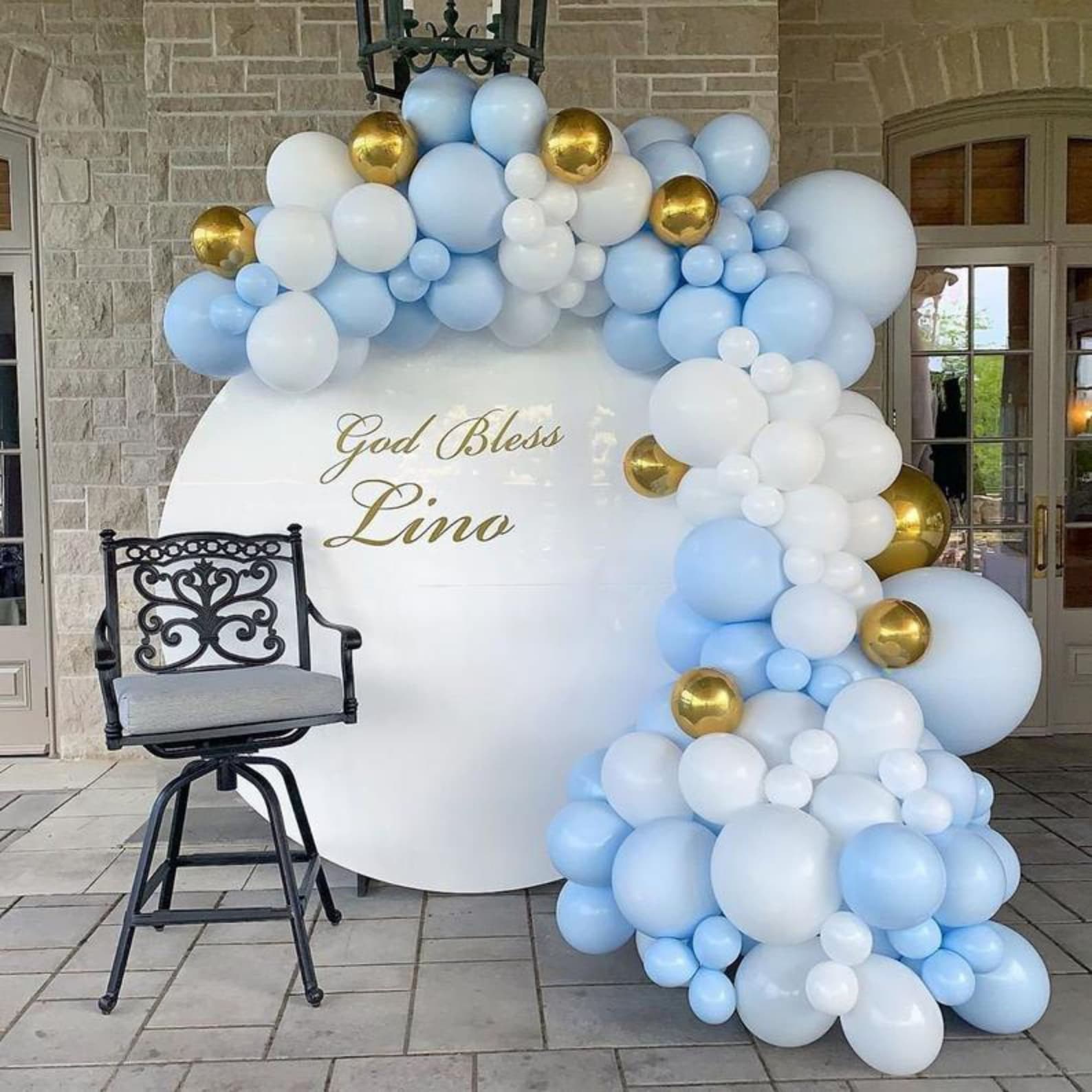 123pcs Blue Balloons Garland Arch Kit White Metallic Gold Etsy