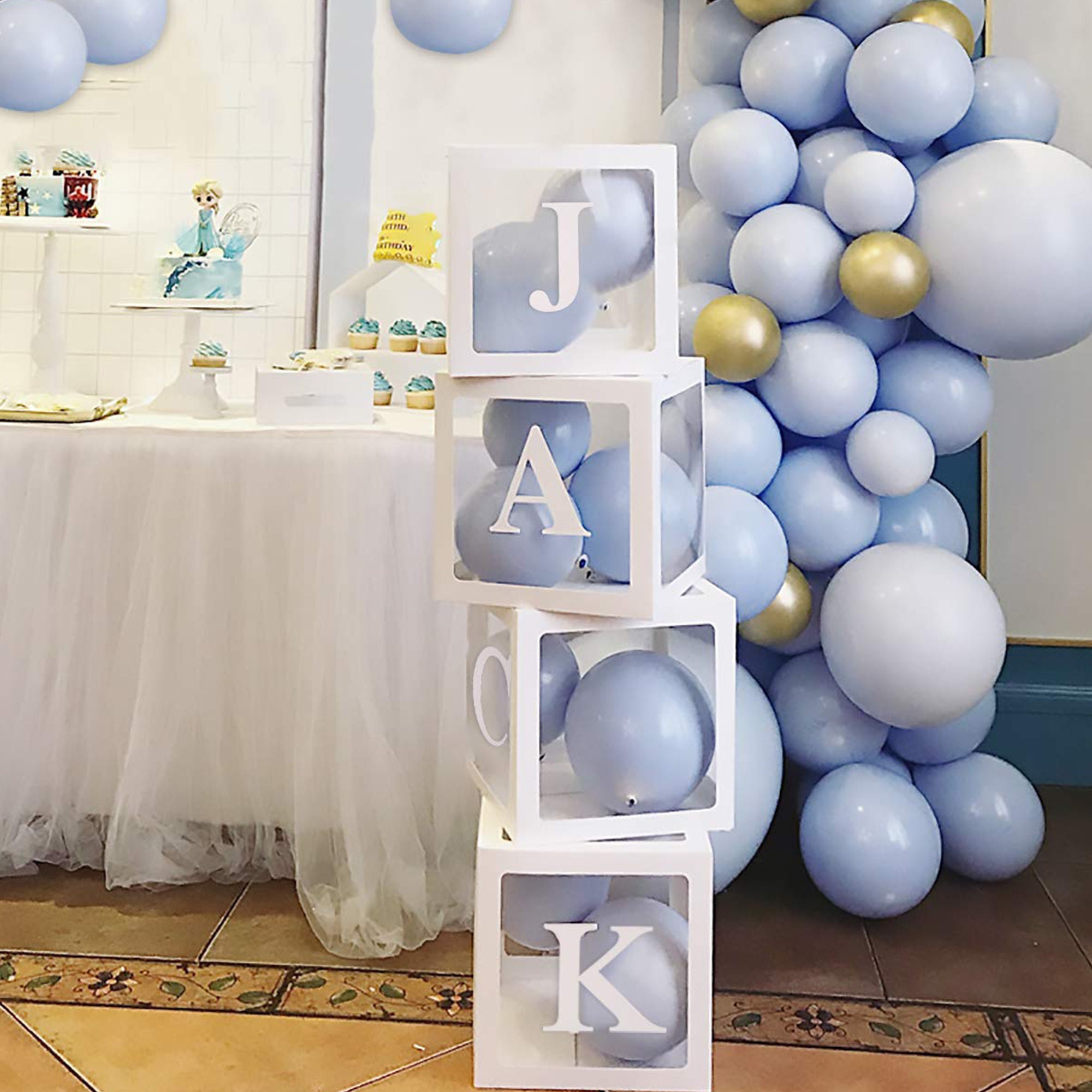 Customized Balloon Letter Box White Transparent Baby Blocks Etsy