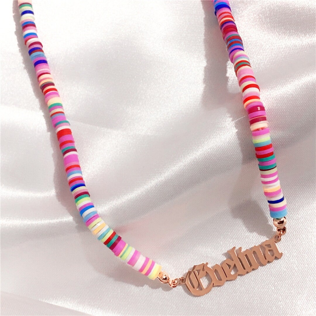 Kids Name Necklace Beaded Name Necklace Girls Name Necklace Etsy