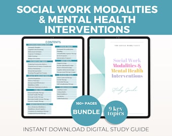 Modalities in Social Work, Psychology, Therapy, Counseling BUNDLE, Mental Health Interventions, LCSW LMSW guide, Case management | 160 pages