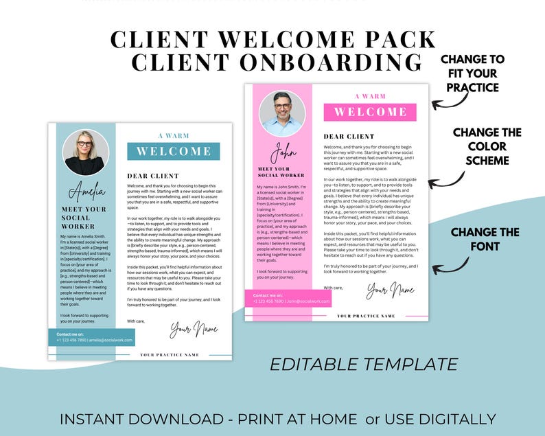 Client Welcome Packet Editable Template for Private Practice and Self ...