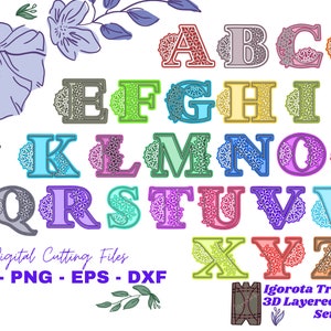3D Layered Letters Set A to Z, 3D Layered SVG Letters, Multilayer letters for Cricut, 3D layered SVG Alphabets, 3D Letters Mandala SVG