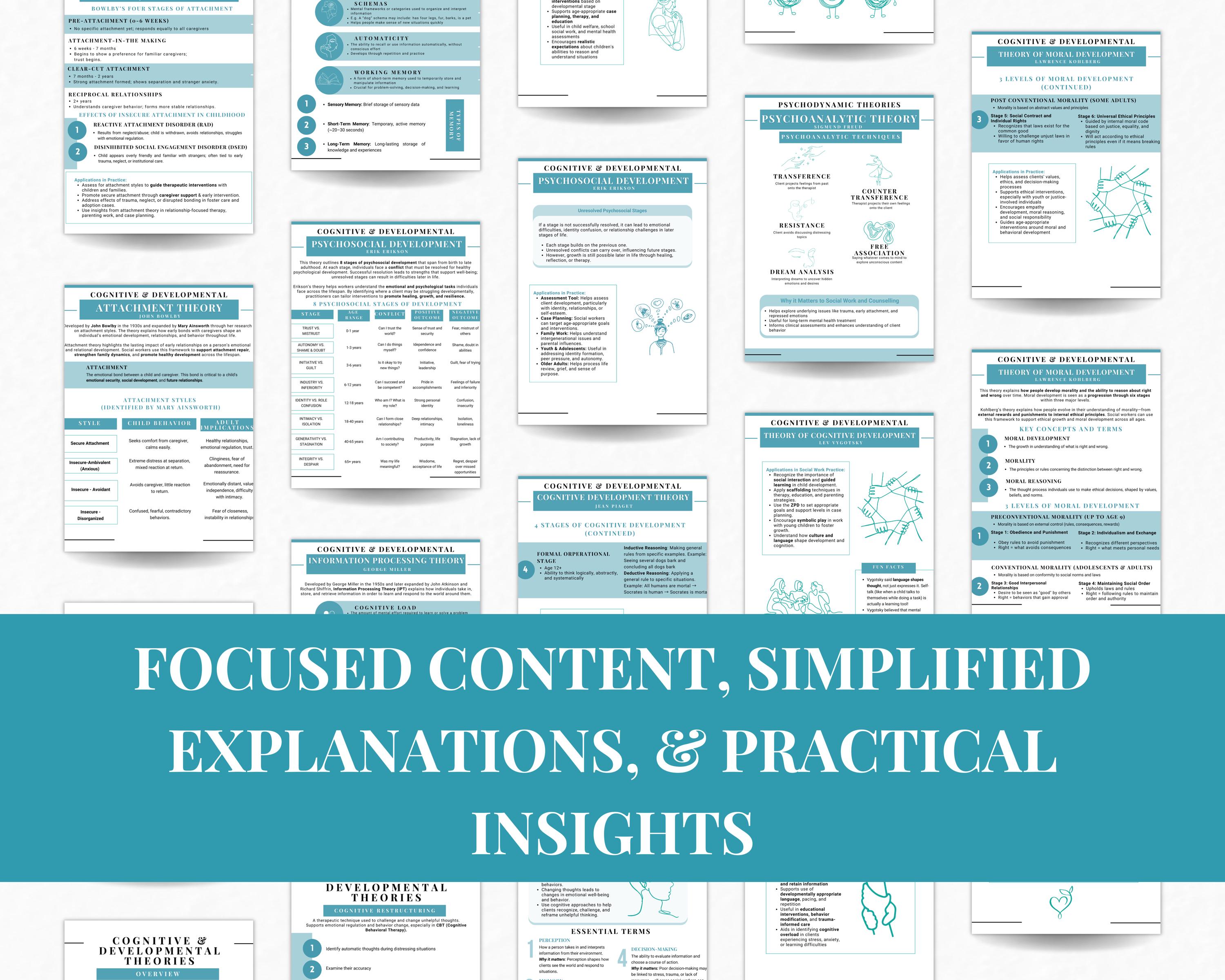 Developmental & Cognitive Theories, Social Work Study Notes, Therapy ...