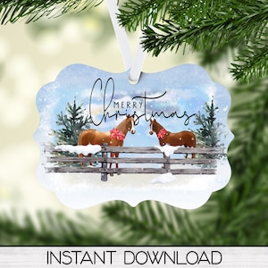 Christmas Horses Benelux Ornament PNG for Sublimation, Farm Ornament Design, Digital Download