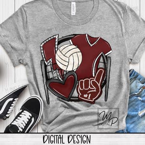Maroon Volleyball Sublimation Design PNG Digital Download - Tote Mug Tshirt Tumbler Sublimation - Commercial Use