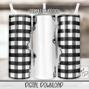 Seamless Buffalo Plaid Tumbler 20 oz Skinny Tumbler Sublimation Design, Instant Digital Download PNG, Straight and Tapered Tumbler Wrap PNG
