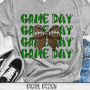 Football Bow Game Day PNG Sublimation Design for Shirt or Mug, Digital Design Download