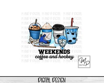 Hockey and Coffee PNG Sublimation Design for Shirt or Mug, Digital Design Download