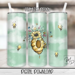 Bijenkorf sublimatie ontwerp waterglijbaan download, 20oz magere beker, naadloze beker, png, recht en taps toelopend, commercieel gebruik