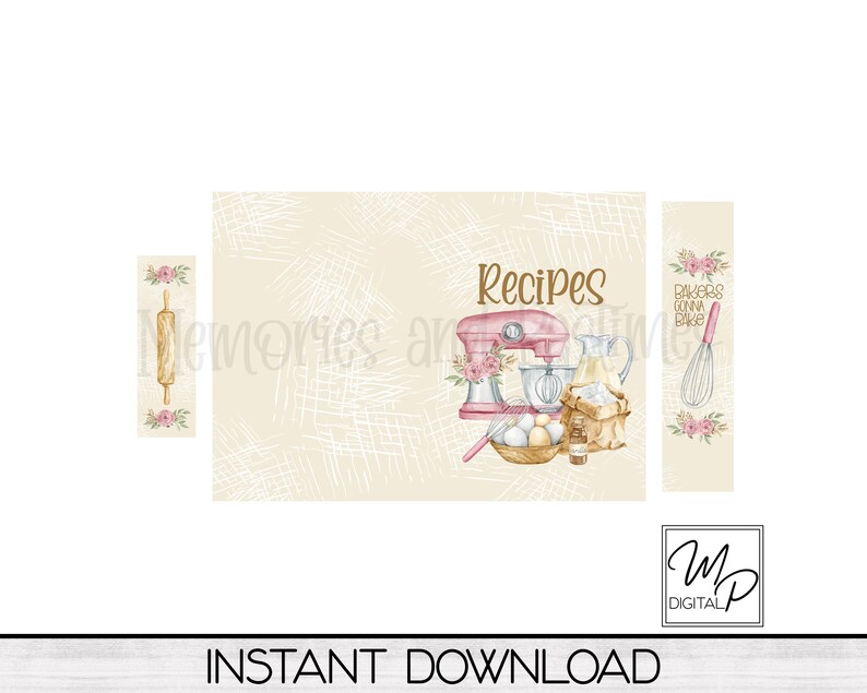 Customizable Recipe Journal Desk Set PNG Sublimation Design, Bookmark ...