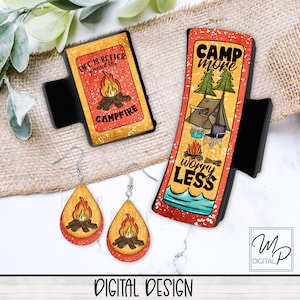 Camping PNG Design for Sublimation of Hair Clips, Hair Claws, Teardrop Earring, Digital Design Download, Commercial Use
