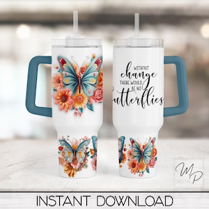Zonder verandering Butterfly 40oz Tumbler Wrap Design - PNG Tumbler Sublimation Design Download - Commercieel gebruik