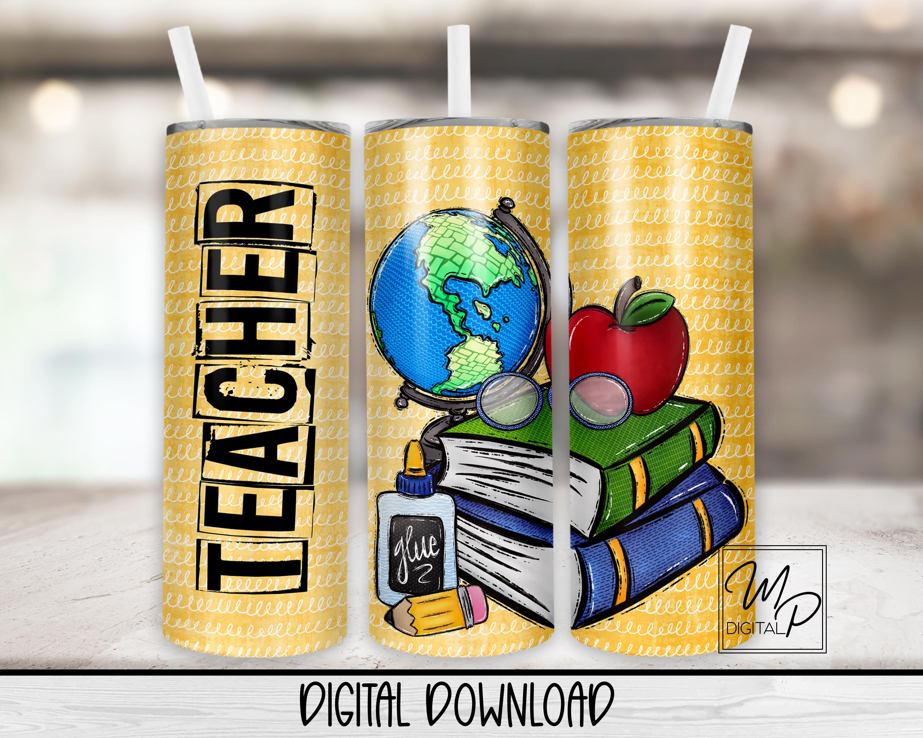 Teacher 20 Oz Skinny Tumbler Sublimation Design, Instant Digital ...