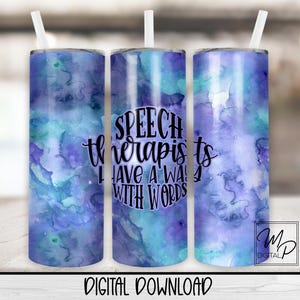 Logopedist 20 oz magere beker sublimatieontwerp, instant digitale download, png, rechte en taps toelopende bekerverpakking, png