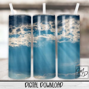 Sky and Clouds Tumbler Sublimation Design: 20 oz Skinny Tumbler Wrap (Digital Download)