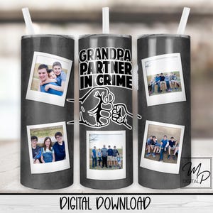 Grandpa Photo 20 oz skinny fotobeker png-wrap, opa naadloze beker sublimatie digitale downloadontwerp, recht en taps toelopend