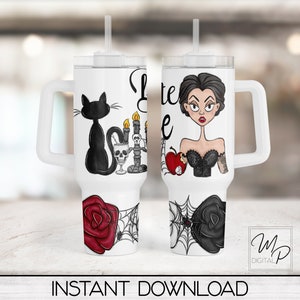Halloween Vampire 40oz Tumbler with Handle Design, 40 oz Quencher Tumbler Wrap, PNG Tumbler Design Sublimation, Designs Downloads
