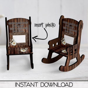 Memorial Rocking Chair PNG for Sublimation, With and Without Photo Placement, MDF Sublimation Design, Digital Download, MSS Blank Design