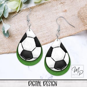 Green Soccer Teardrop Earring PNG File For Sublimation Design, Digital Download Teardrop Earring PNG Template, Earring Sublimation