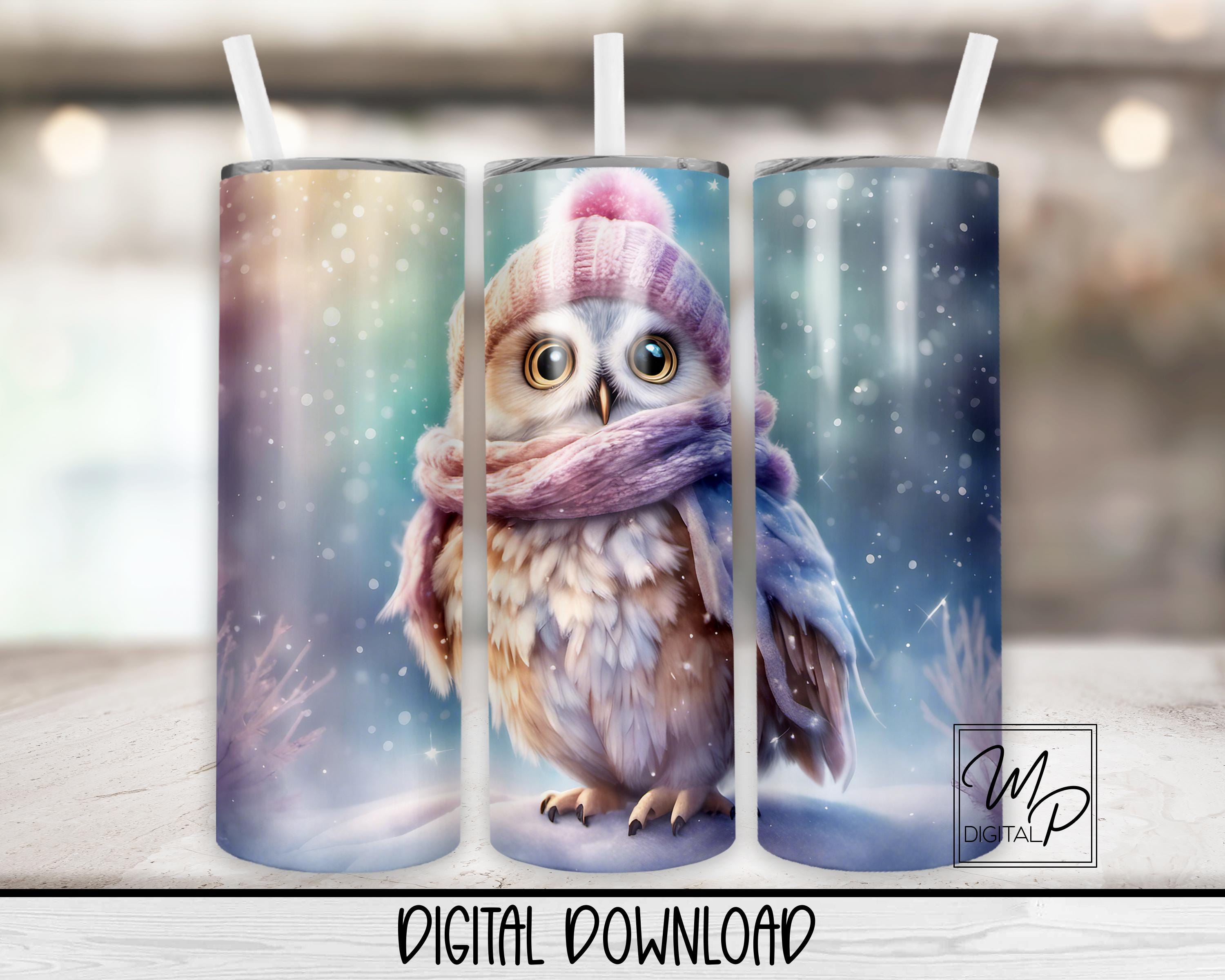 Winter Owl 20oz Skinny Tumbler Sublimation Design (Digital Download)