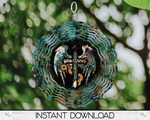 Western Cross Wind Spinner PNG Design for Sublimation, Rustic Leopard Print Garden Metal Spinner Design, Windspinner Digital Download