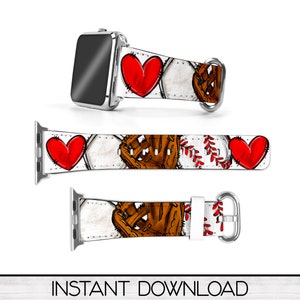Baseball PNG for Sublimation of Watchbands, Smart Watch Band Design, Digital Download