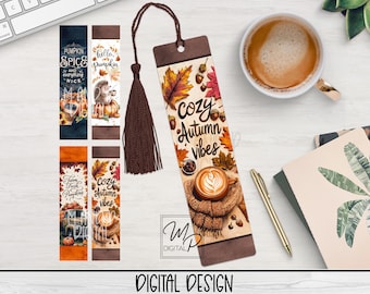 Fall Bookmark PNG for Sublimation, Bookmark Sublimation Design Bundle, Printable Book Mark, Digital Download