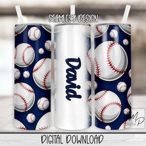 Seamless Baseball 20 oz Skinny Tumbler Sublimation Design, Instant Digital Download PNG Straight and Tapered Tumbler Wrap PNG