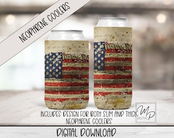 Diseño de sublimación de enfriador de latas de neopreno con la bandera de EE. UU. Nosotros, el pueblo, enfriador de latas de tela plegable PNG, soporte para latas, enfriador de latas PNG Descargar