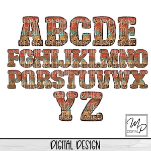 Southwestern Alphabet Letters, Alphabet Doodle Sublimation PNG ...