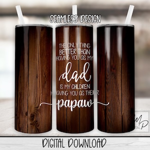 Vaso delgado sin costuras Papaw de 20 oz, diseño de sublimación PNG, envoltura para vaso de abuelo, descarga digital de abuelo, uso comercial