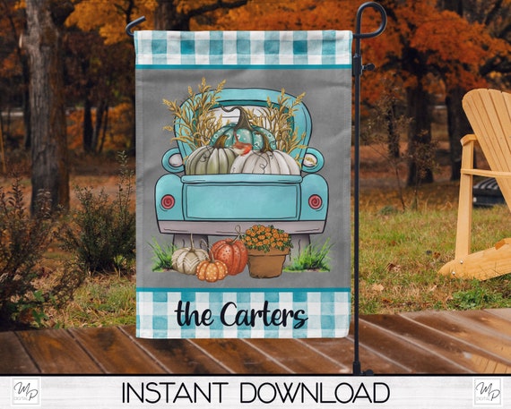 Fall Farmhouse Truck Garden Flag Sublimation Design, Pumpkin Flag DIGITAL DOWNLOAD, Sublimation Template, Commercial Use