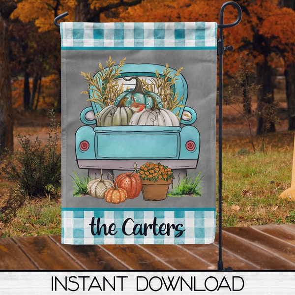 Fall Farmhouse Truck Garden Flag Sublimation Design, Pumpkin Flag DIGITAL DOWNLOAD, Sublimation Template, Commercial Use