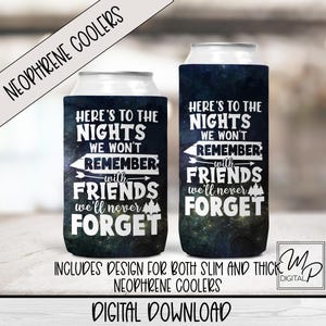 Neopren-Freunde Dosenkühler Sublimationsdesign, zusammenklappbarer Stoff Dosenkühler Png, Dosenhalter, Dosenkühler PNG Herunterladen