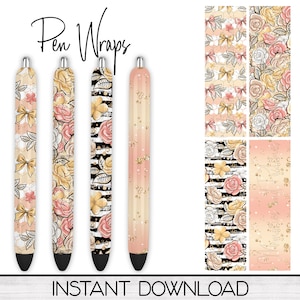 Epoxy Pen Wrap PNG Design, Ink Pen Waterslide Bundle Digital Download