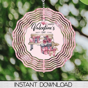 Valentines Day Wind Spinner PNG Design for Sublimation, Garden Spinner Design, Digital Download, Happy Valentine's Day