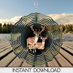 Hirsch Wind Spinner PNG Design für Sublimation, Camo Jagd Garten Spinner Design, digitaler Download
