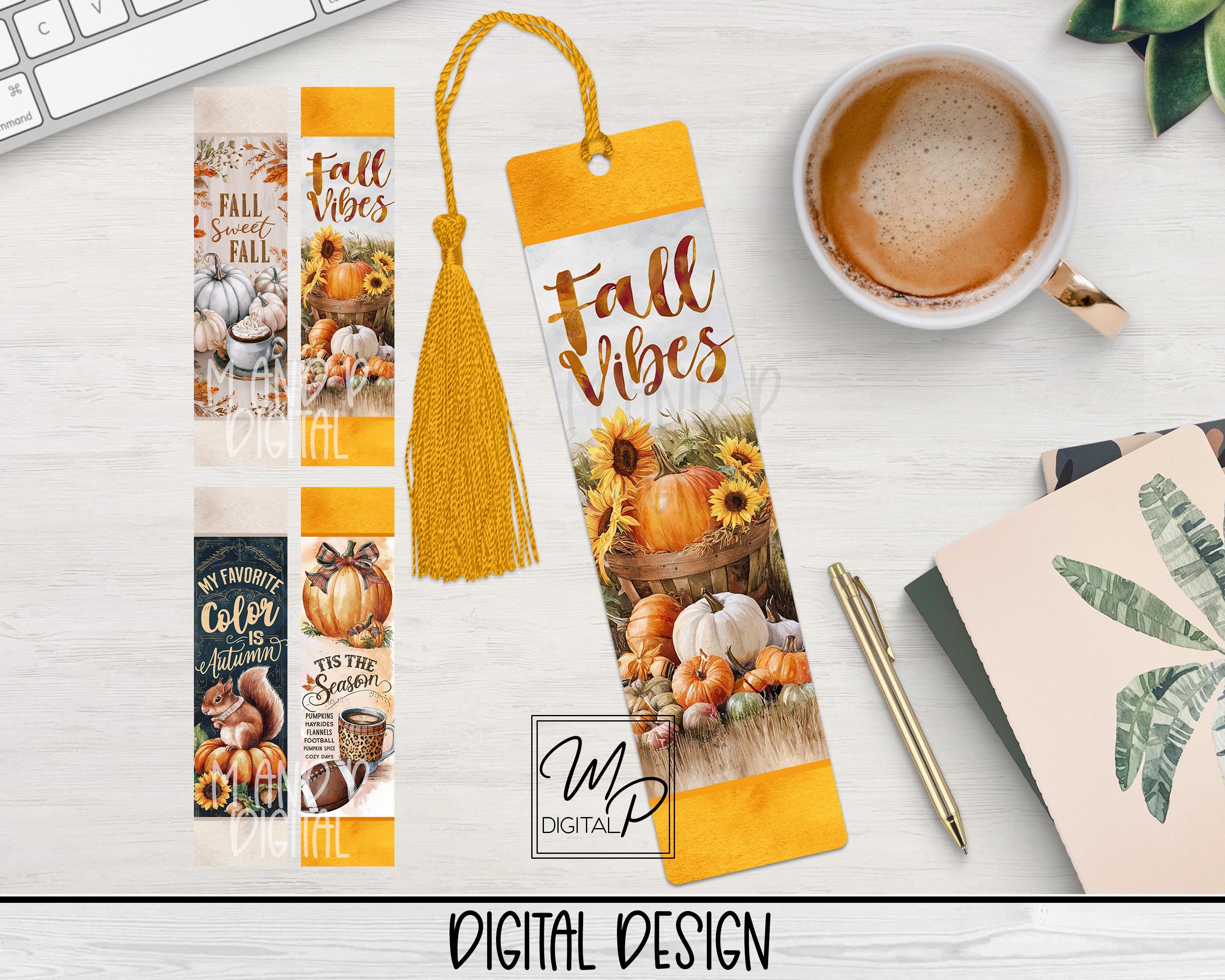 Fall Bookmark PNG for Sublimation, Bookmark Sublimation Design Bundle, Printable Book Mark, Digital Download