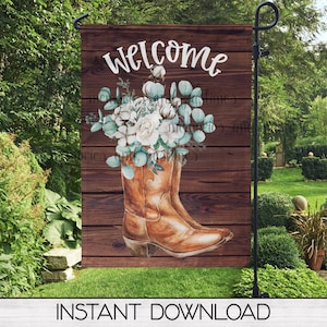 Cowboy Boot Garden Flag Sublimation Digital Design, Instant Download, Sublimation Graphics, Western Garden Flag, Commercial Use
