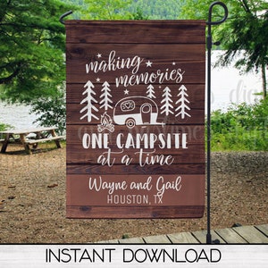 Campsite Flag Sublimation Design, Camping Flag DIGITAL DOWNLOAD, Sublimation Template, Making Memories One Campsite At A Time Camping Flag