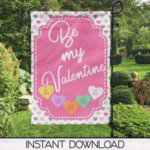 Valentine&#39;s Day Garden Flag for Sublimation Design Download, Yard or Porch Flag Digital Download