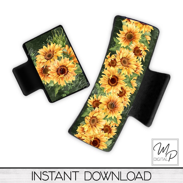 Sunflower PNG Design for Sublimation of Hair Clips, Digital Design Download, Commercial Use