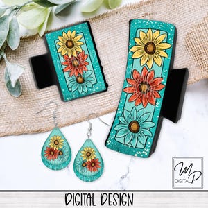 Flower Hair Clip Sublimation Design, Large And Small Hair Claw PNG, Teardrop Sublimation Design, Digital Download
