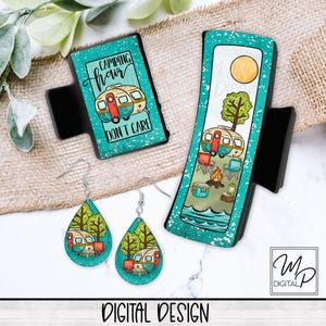 Camping PNG Design for Sublimation of Hair Clips, Hair Claws, Teardrop Earrings, Digital Design Download, Commercial Use
