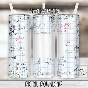 20 oz Skinny Tumbler PNG Wrap, Math Teacher, Trigonometry Seamless Tumbler PNG Waterslide, Sublimation Download, Commercial Use
