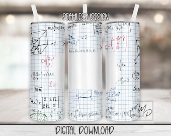 20 oz Skinny Tumbler PNG Wrap, Math Teacher, Trigonometry Seamless Tumbler PNG Waterslide, Sublimation Download, Commercial Use