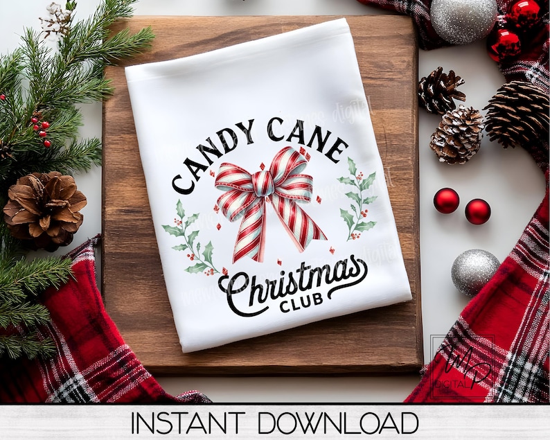 Candy Cane Christmas Christmas Clipart, Sublimation PNG Graphic for T